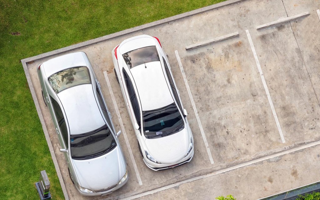 Cars parked outside building