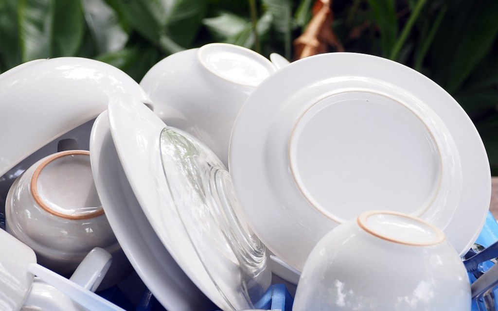 Dishes drying after being washed